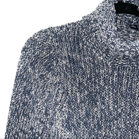 GAP Navy Blue & White Marled Cowl Neck Pullover Knit Sweater Small Women’s - Picture 4 of 11
